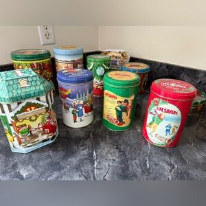 VTG Christmas Holiday Tin Lot Collectible Limited Edition Life Savers M&Ms Candy